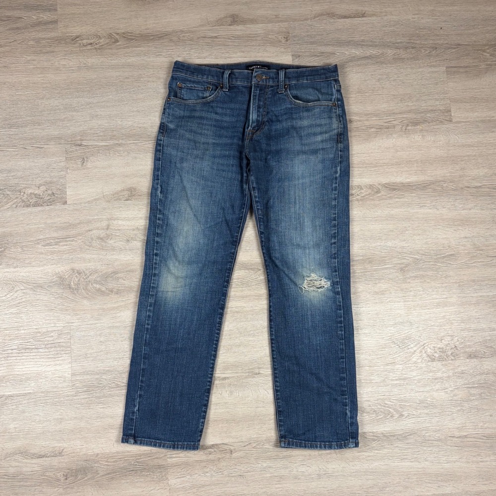 Lucky Brand 221 Straight Jeans Mens 32x30 Blue Distressed Denim Ripped Casual
